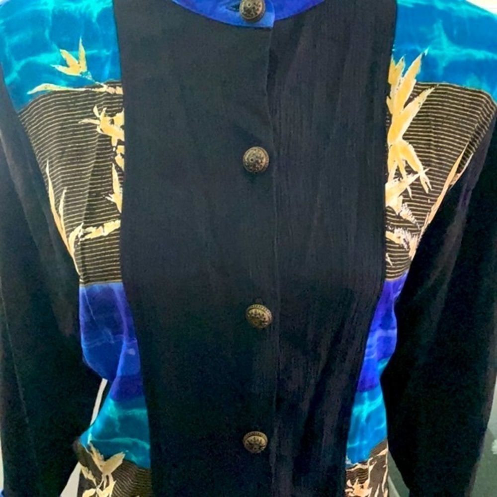 Long Sleeve Button Down Print Blouse - image 2